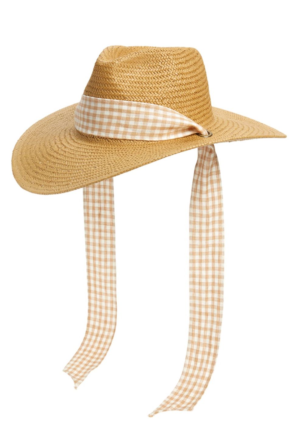 Gingham-Tie Straw Hat