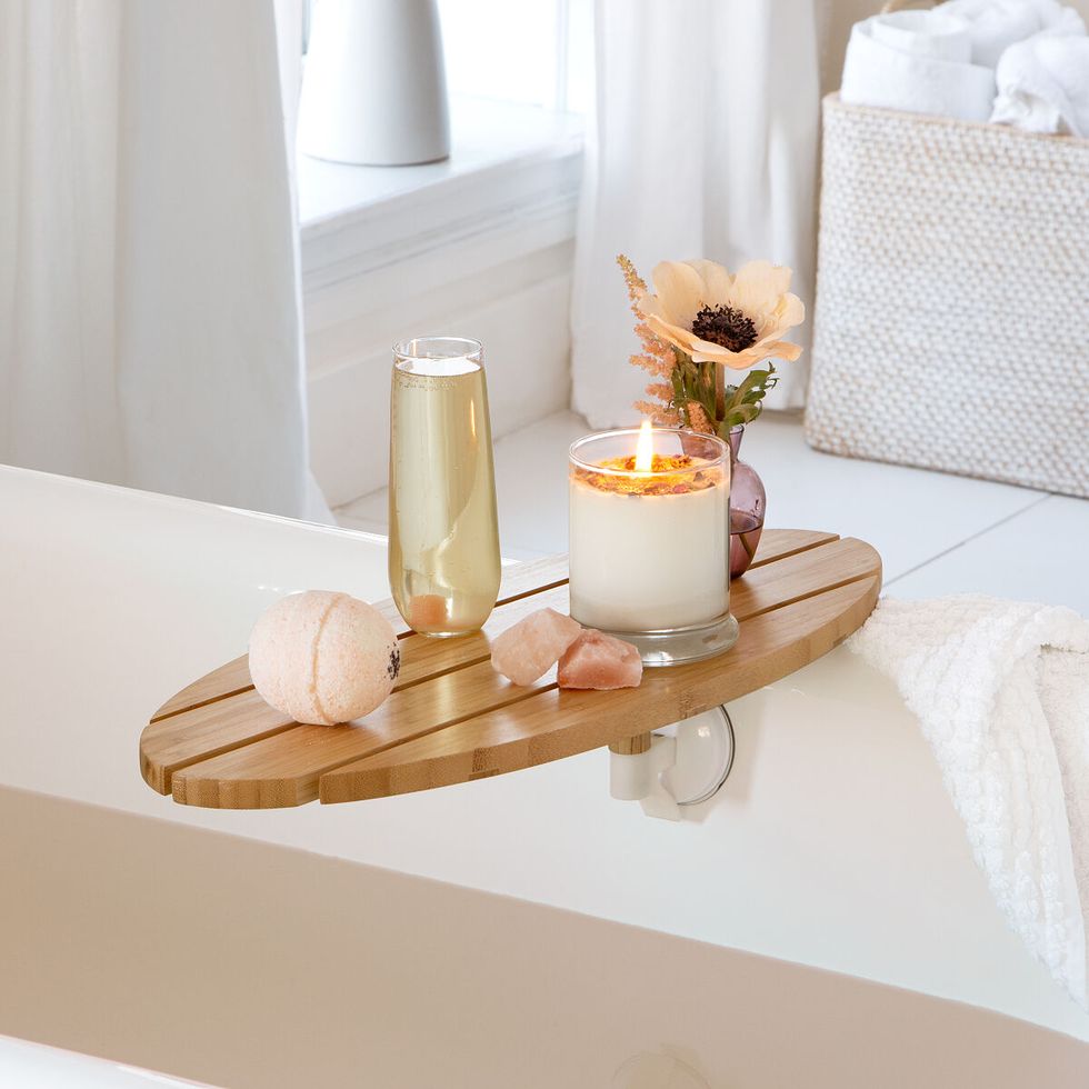 Pristine Bamboo Bathtub Caddy Tray with 12-in-1 Features| Over The Tub Organizer