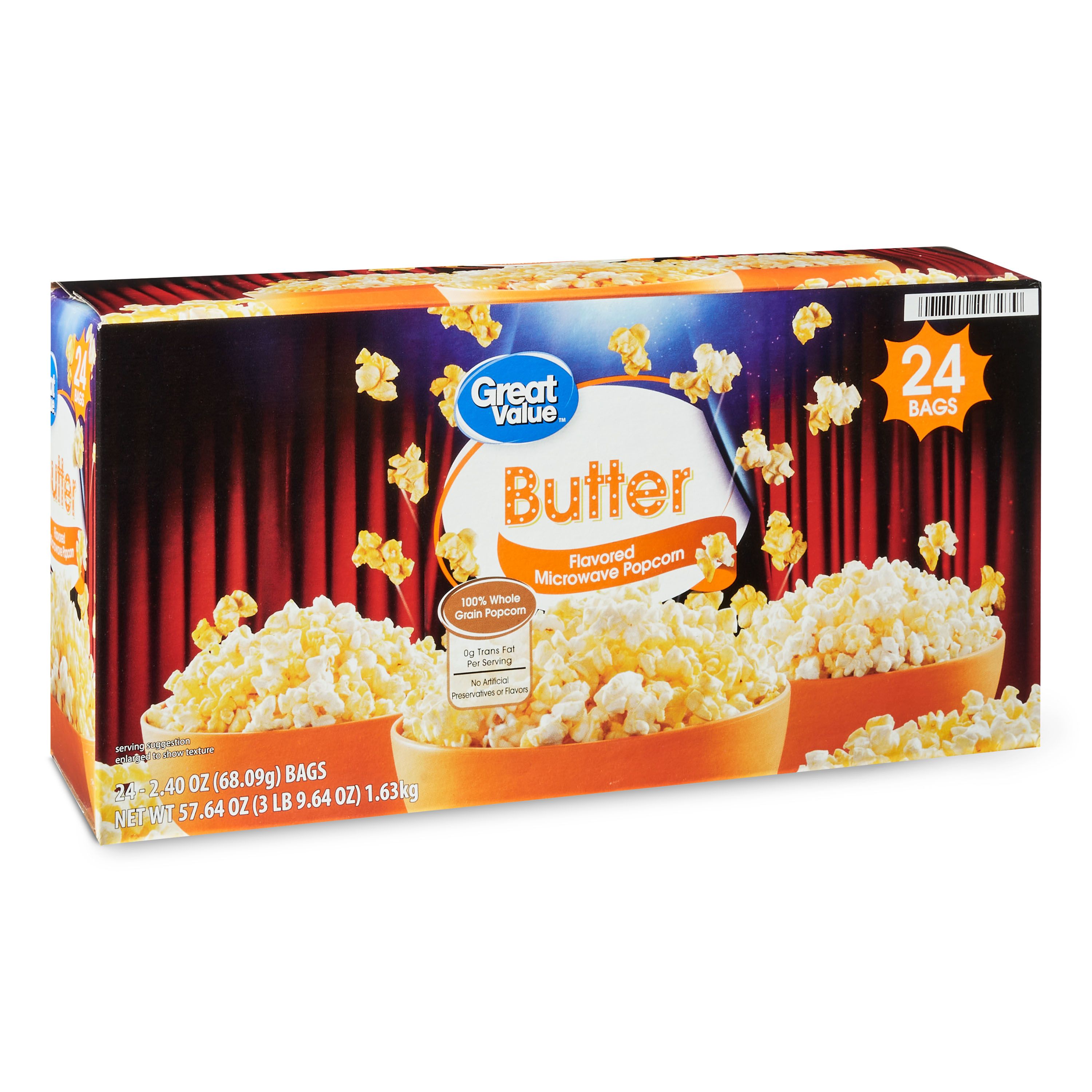 Great Value Butter Flavored Microwave Popcorn