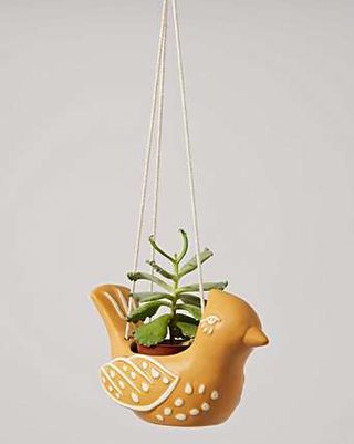 Indy Bird Yellow Ceramic Hanging Planter Pot