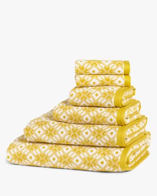 John Lewis & Partners Geo Diamond Towels, Mustard