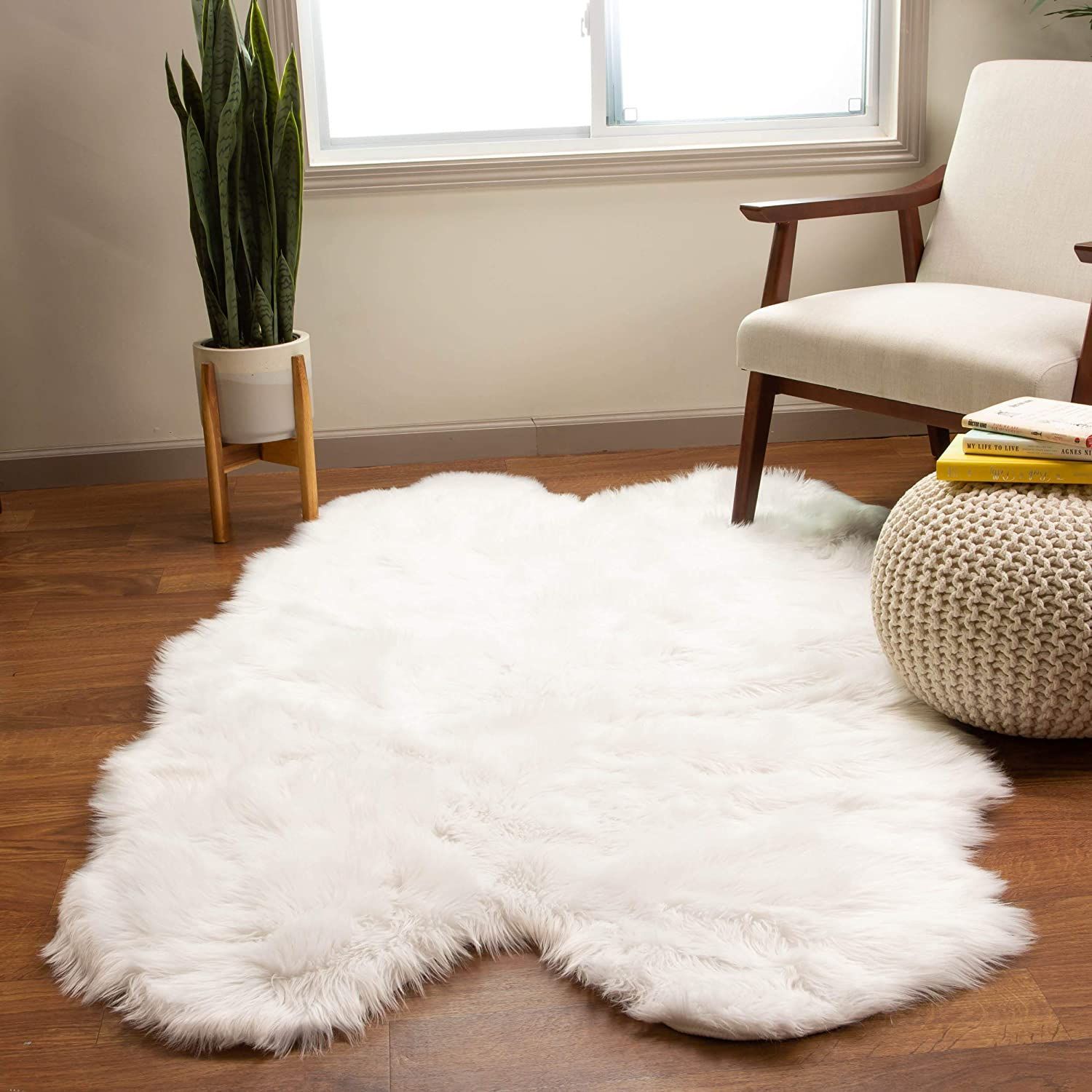 Small Large Beige Shaggy Area Rugs Modern Bedroom Carpet Plush Soft Designer Rug 