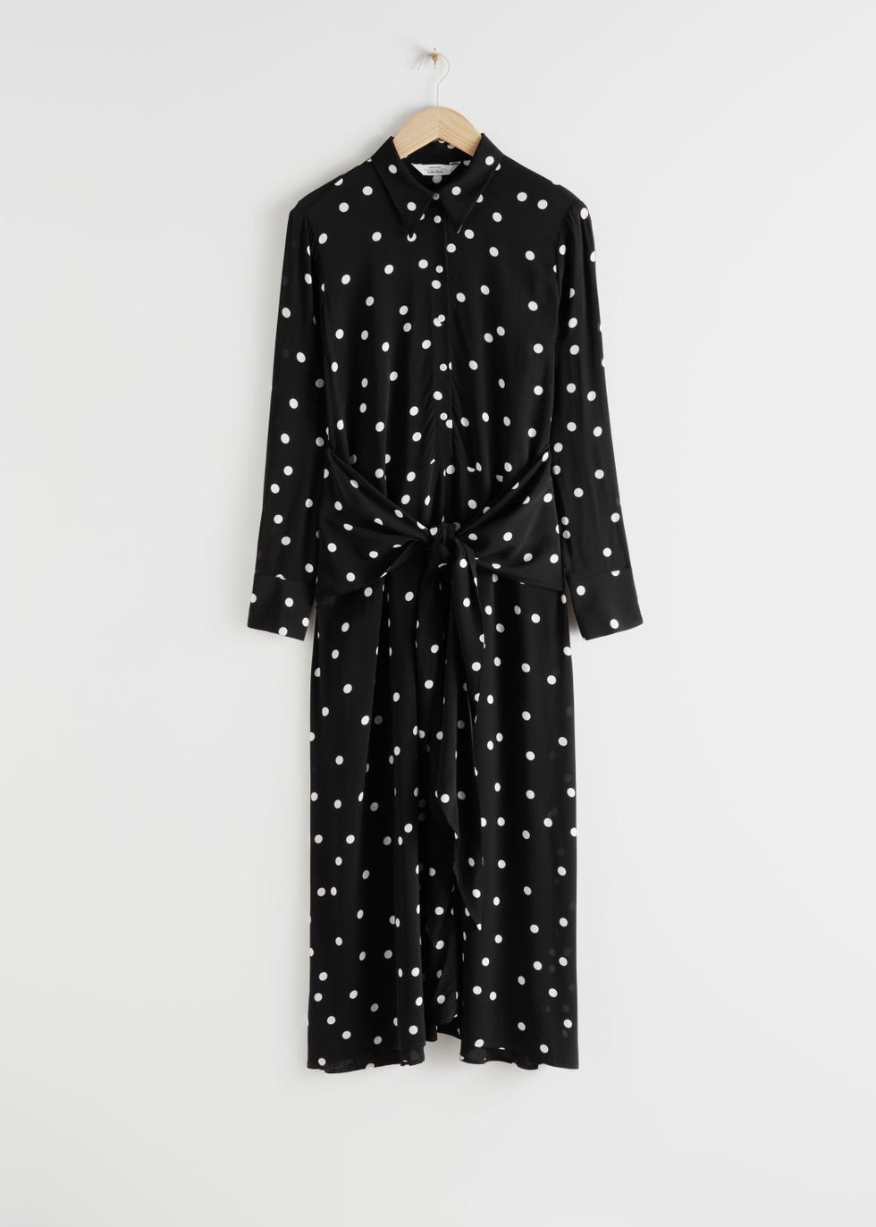 Polka Dot Waist Tie Midi Dress