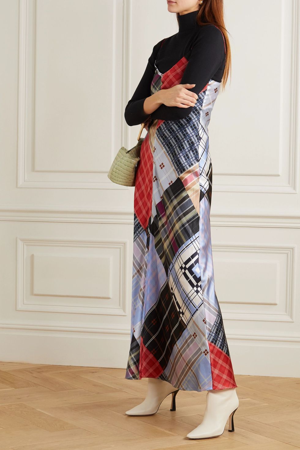 Patchwork Printed Silk-Blend Satin Maxi Dress