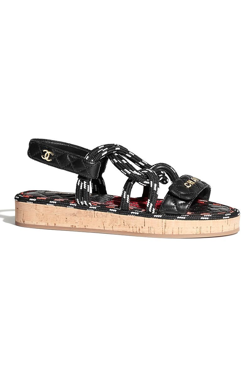 chanel cord and lambskin sandals