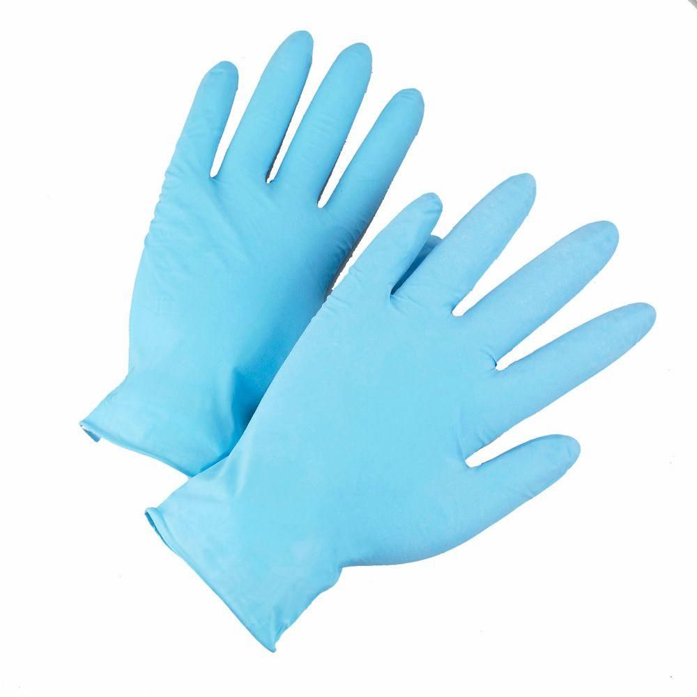 Large Blue Lightly Powdered Disposable Nitrile Gloves (100 Count)