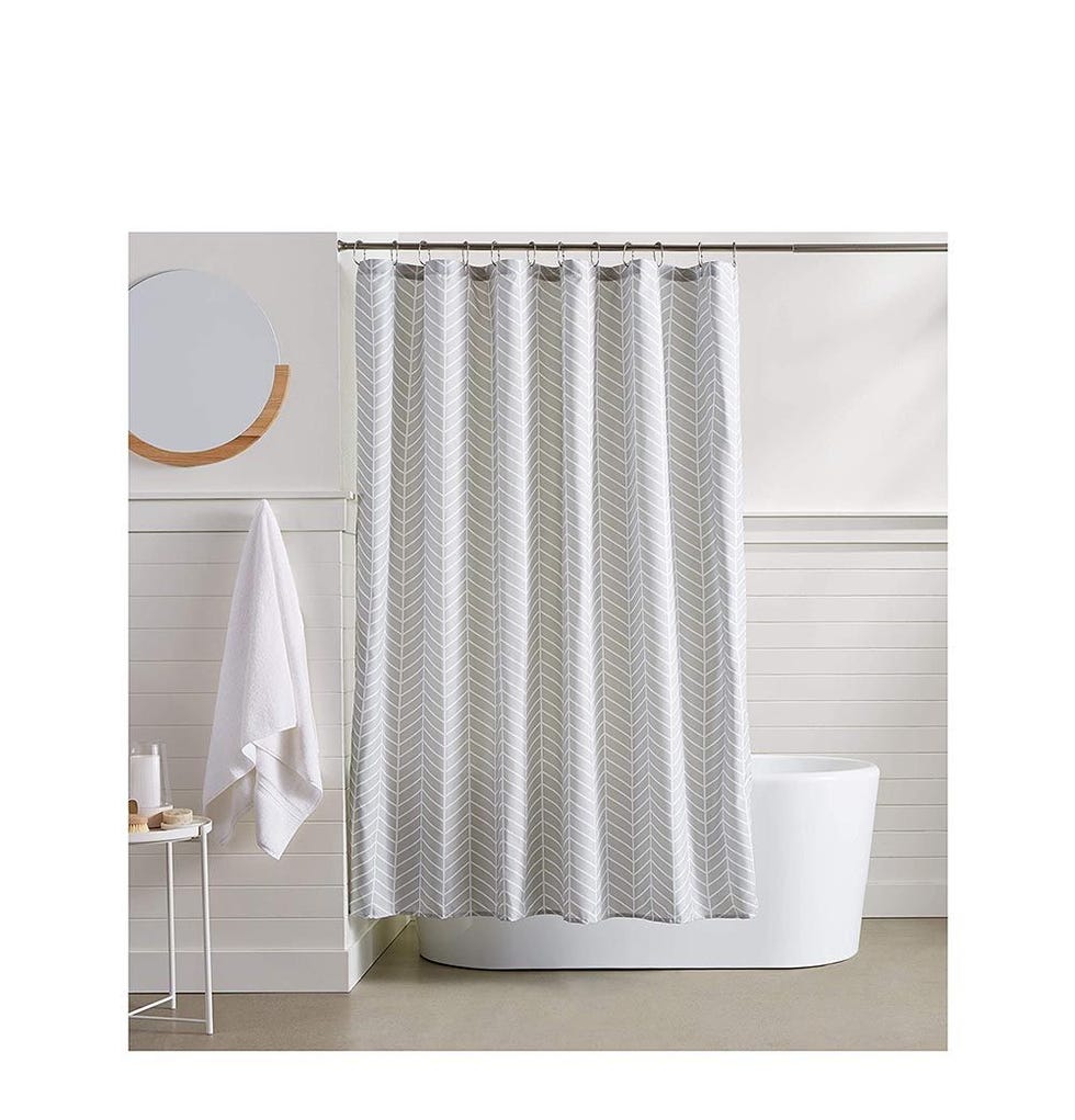 AmazonBasics Grey Floral Shower Curtain 