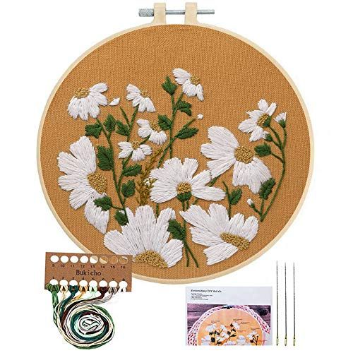 Maydear Stamped Embroidery Kit for Beginners with Pattern, Cross Stitch Kit, Embroidery Starter Kit Including Embroidery Hoop, Color Threads and