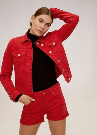 red jeans jacket