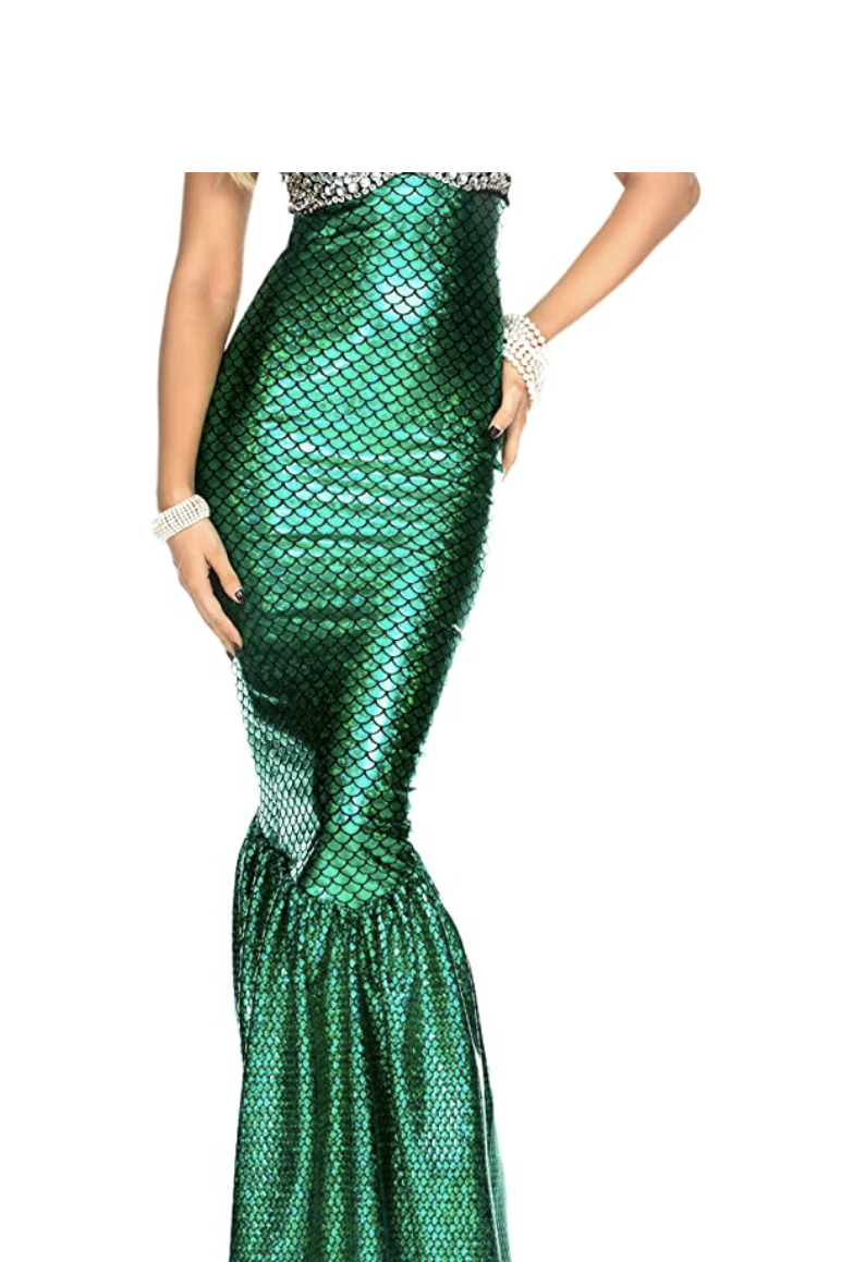 Mermaid Skirt & One Piece Swimsuit Outfit - Iridescent, Green, or