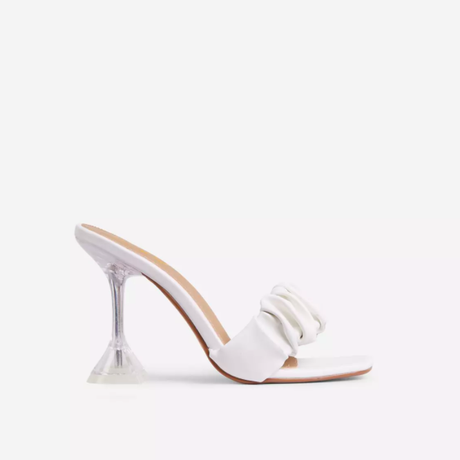 Hampton Ruched Square Clear Perspex Pyramid Heel 