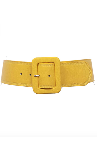 Cinturón de cuero amarillo rectangular