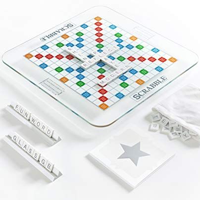 Scrabble Glass Edition with Rotating Game Board