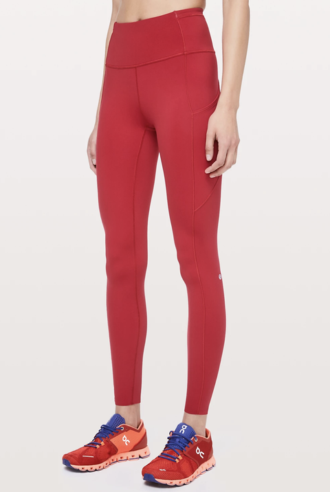 red lululemon leggings with pockets- size 2 no - Depop