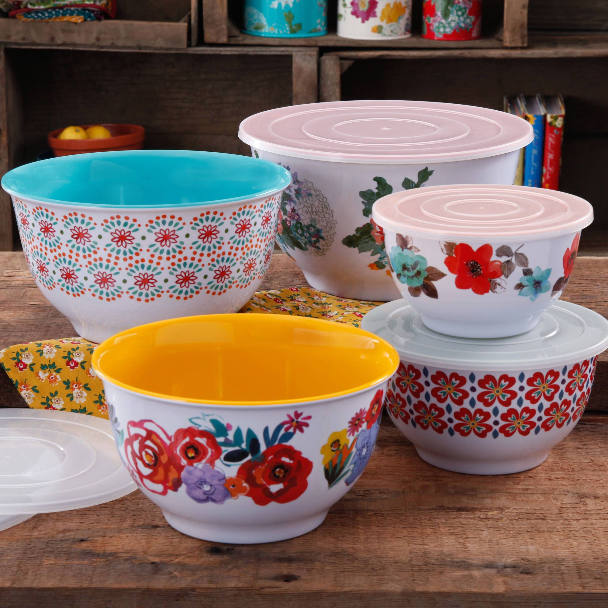 The Pioneer Woman Country Garden Melamine Mixing Bowl Set, 10-Piece Set