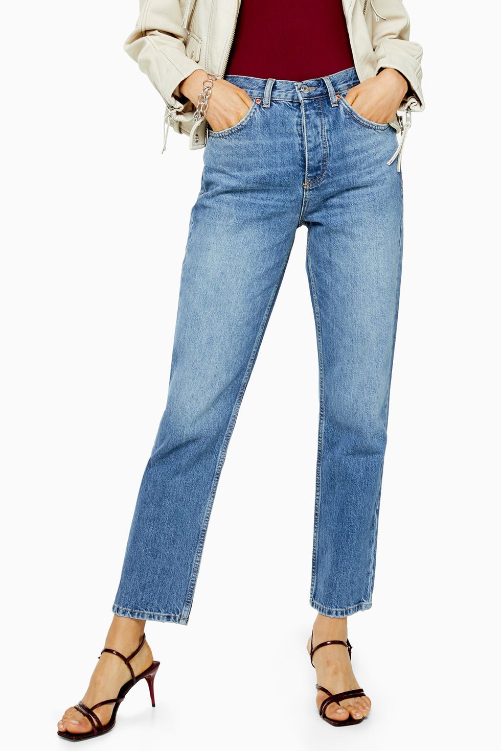 Mid Blue Straight Jeans