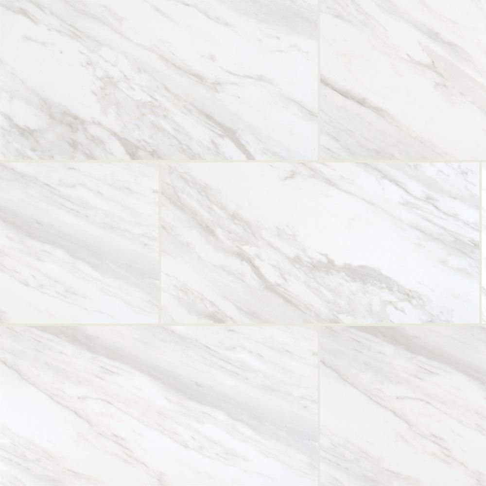 12 in. x 24 in. Kolasus White Polished Porcelain Floor and Wall Tile (16 sq. ft./case)