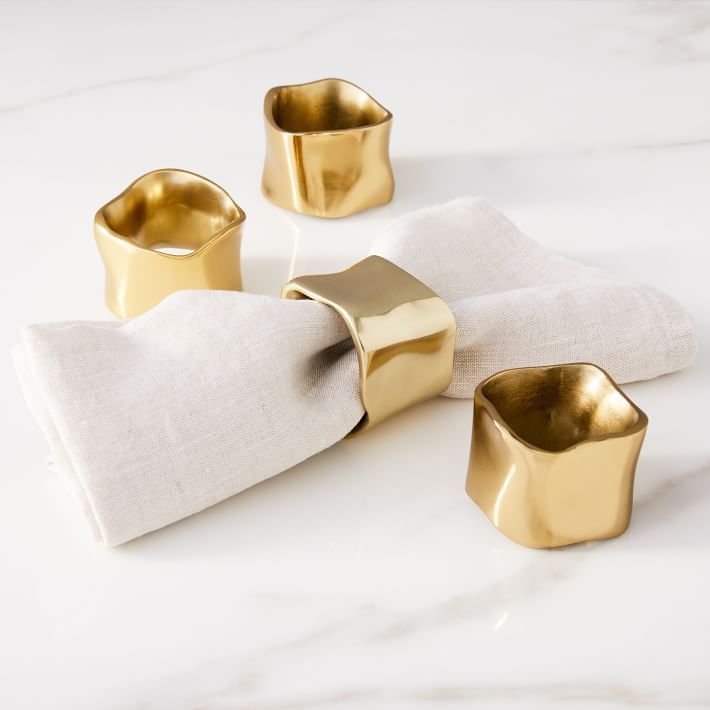 Molten Gold Napkin Ring Set