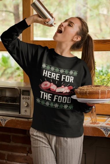 'Here for the Food' Christmas Sweater