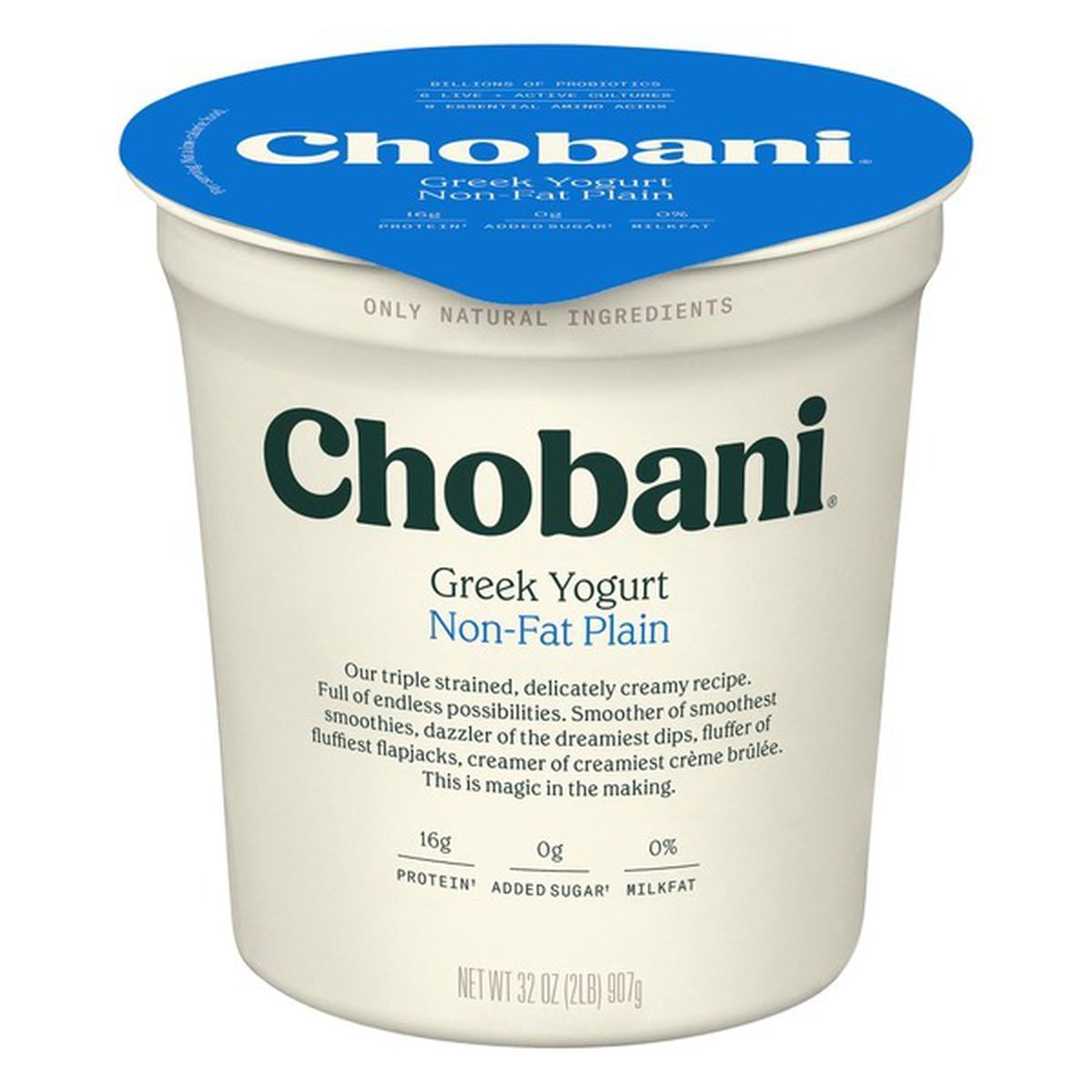 Chobani Non-Fat Plain 0% Milkfat Greek Yogurt
