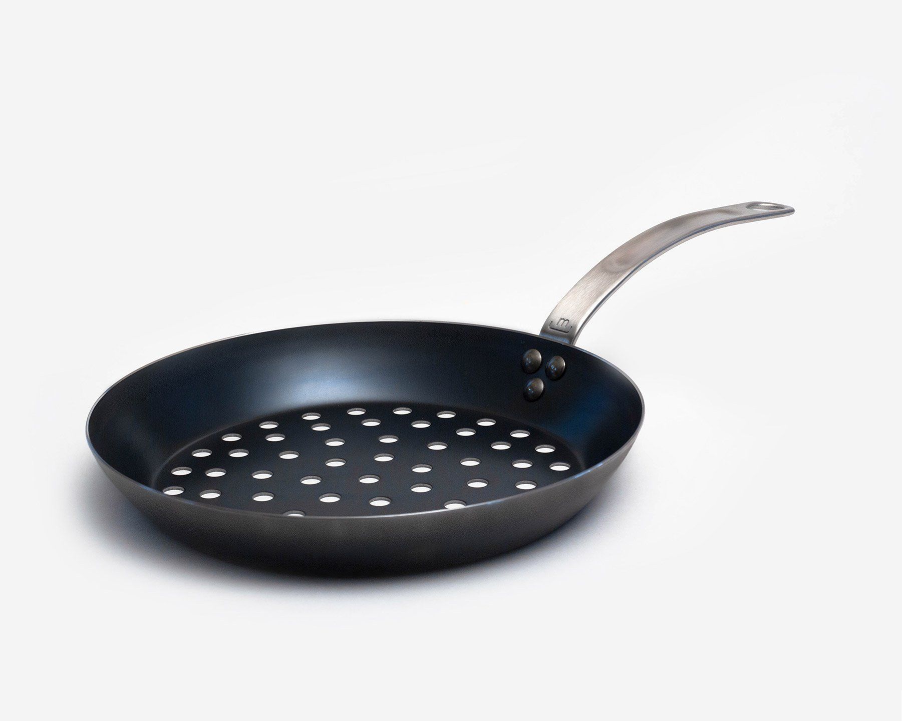 ø 28cm H 7cm bbq pan with holes and handles Point-Virgule barbecue wok pan for outdoor cooking 