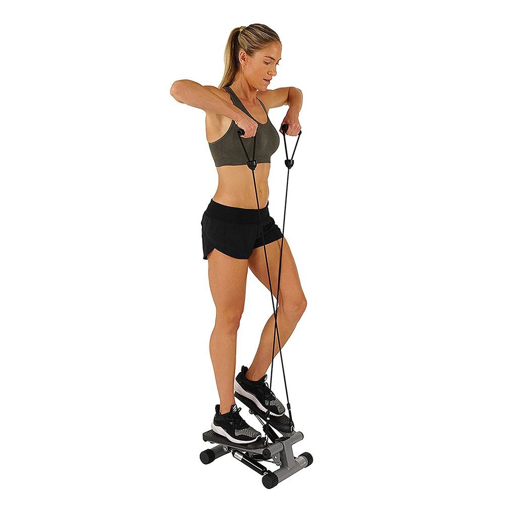 Exercise Mini Stepper Machine Workout Step Trainer Climber with Resistance Bands 