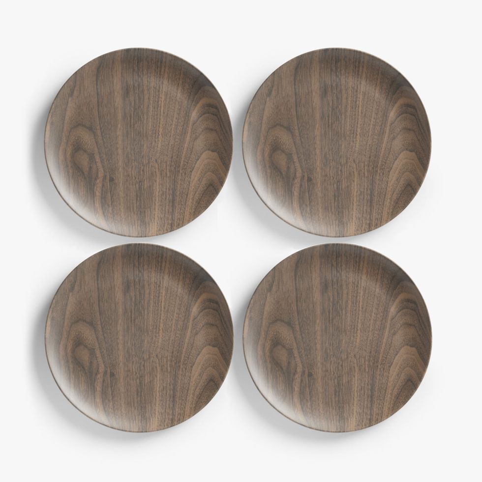 John Lewis & Partners Bamboo Wood-Effect Side Plates, Set of 4, 20cm, Natural