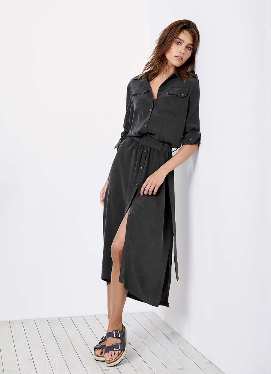 Khaki Utility Midi Shirt Dress, £119 