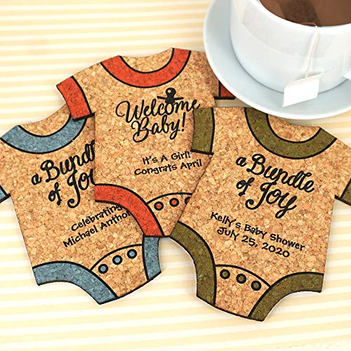 Baby Onesie Personalized Cork Coasters, Set of 12 Baby Onesie Personalized Cork Coasters, Set of 12