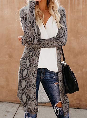 Open Front Printed Cardigan