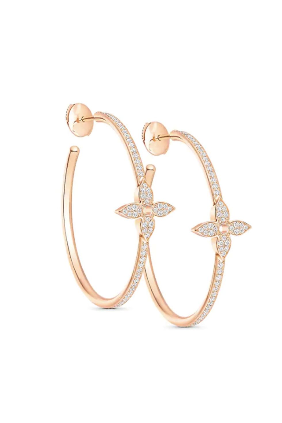 Idylle Blossom Hoops, Pink Gold and Diamonds