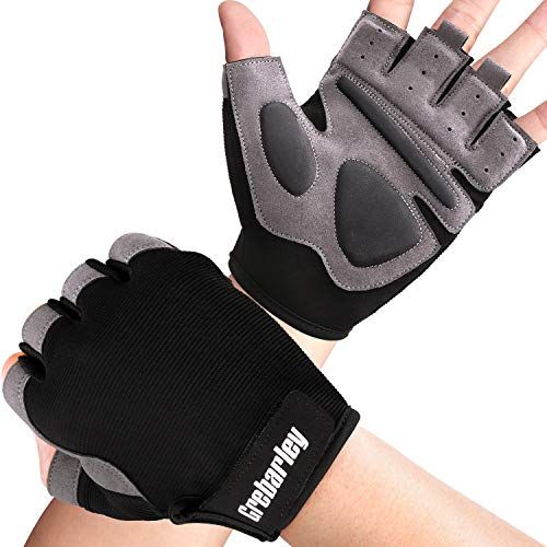 Genuine Leather Weight Lifting Gloves Power Lifting Lifter Padded Palm Exercise 