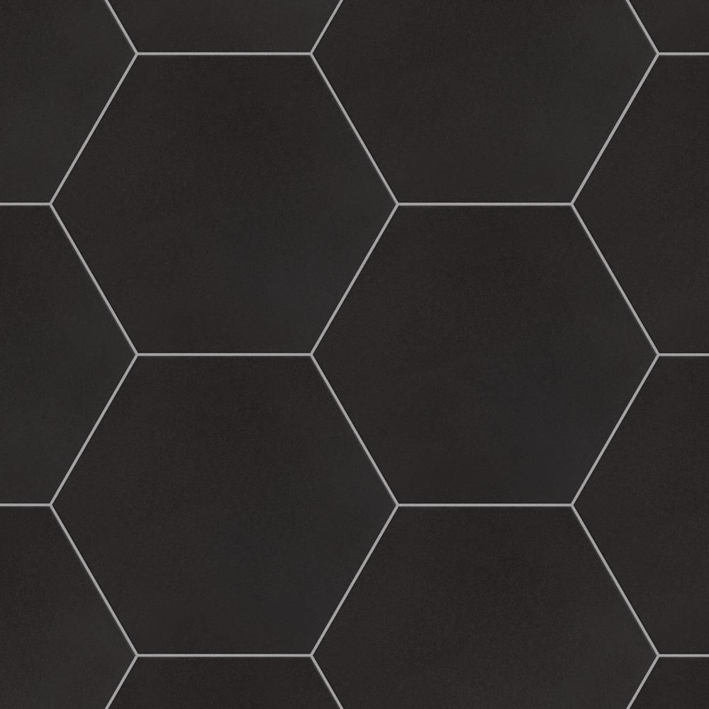 Textile Hex Black 8-5/8 in. x 9-7/8 in. Porcelain Floor and Wall Tile (11.56 sq. ft. / case)