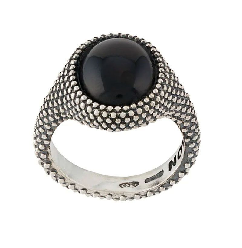 Dotted Round Onyx Signet Ring