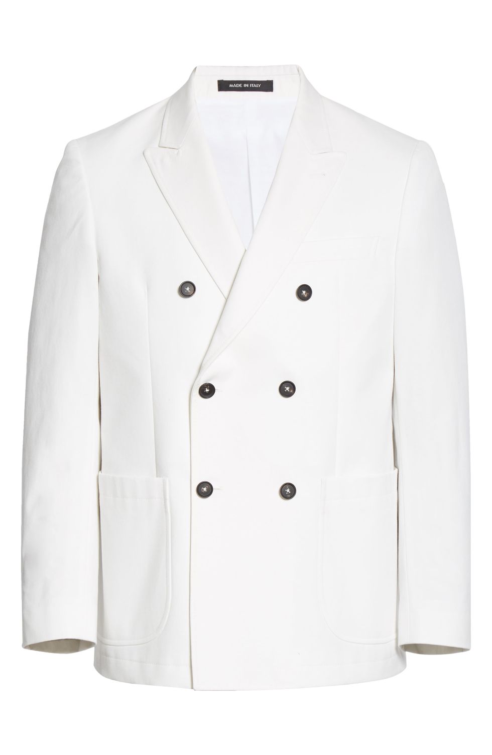 Double-Breasted White Cotton Sport Coat