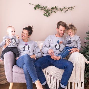 Personalised Family Penguin Christmas Jumper Set, £38 - Best family Christmas jumpers