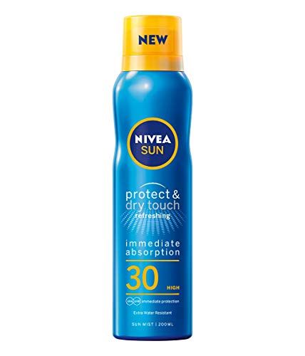 Nivea SUN Protect & Refresh Cooling Sun Spray (200 ml), Water-Resistant SPF 30 Sun Cream, Immediate Protection and Non-Greasy, Transparent/No White Marks