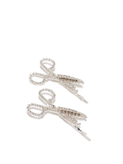 set of two scissor crystal hair clips