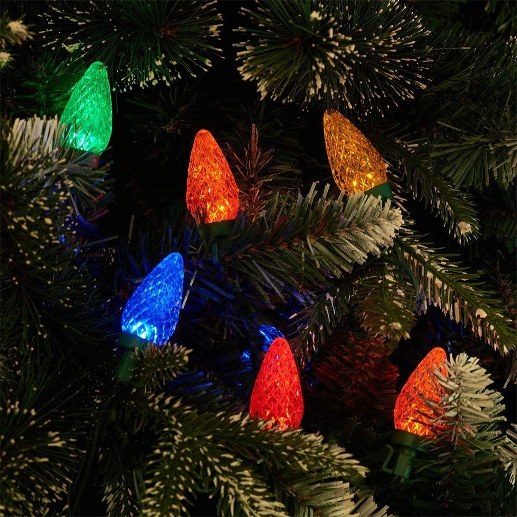 round colored christmas lights