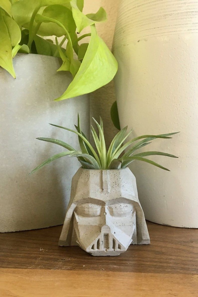 Concrete Darth Vader Planter