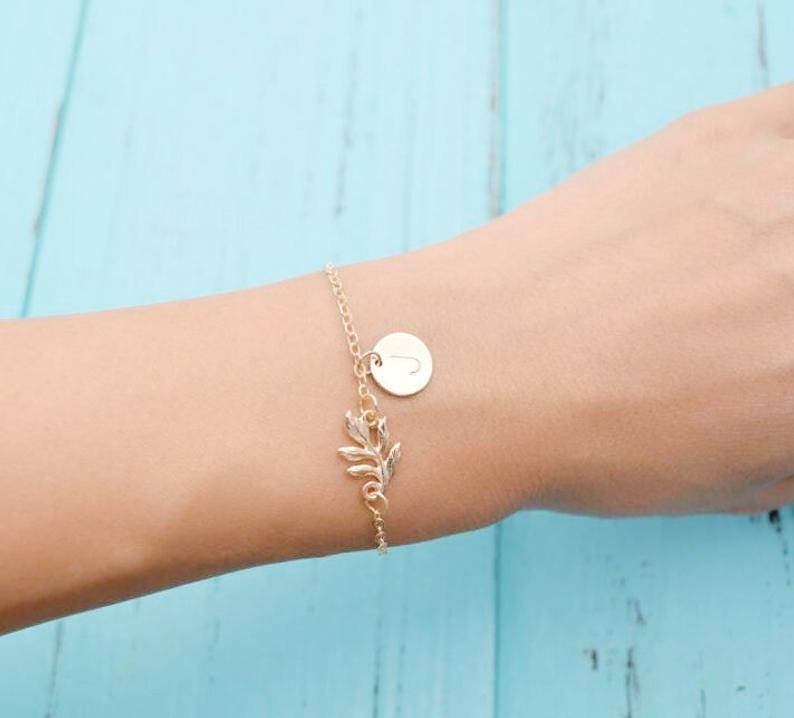Initial Leaf Bracelet