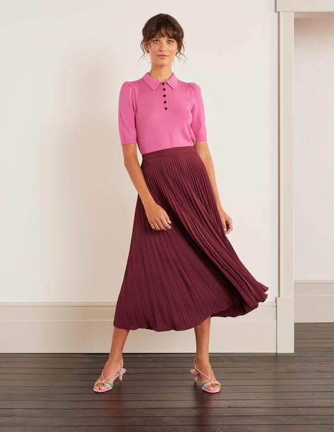 Kristen Pleated Skirt - Maroon, £72