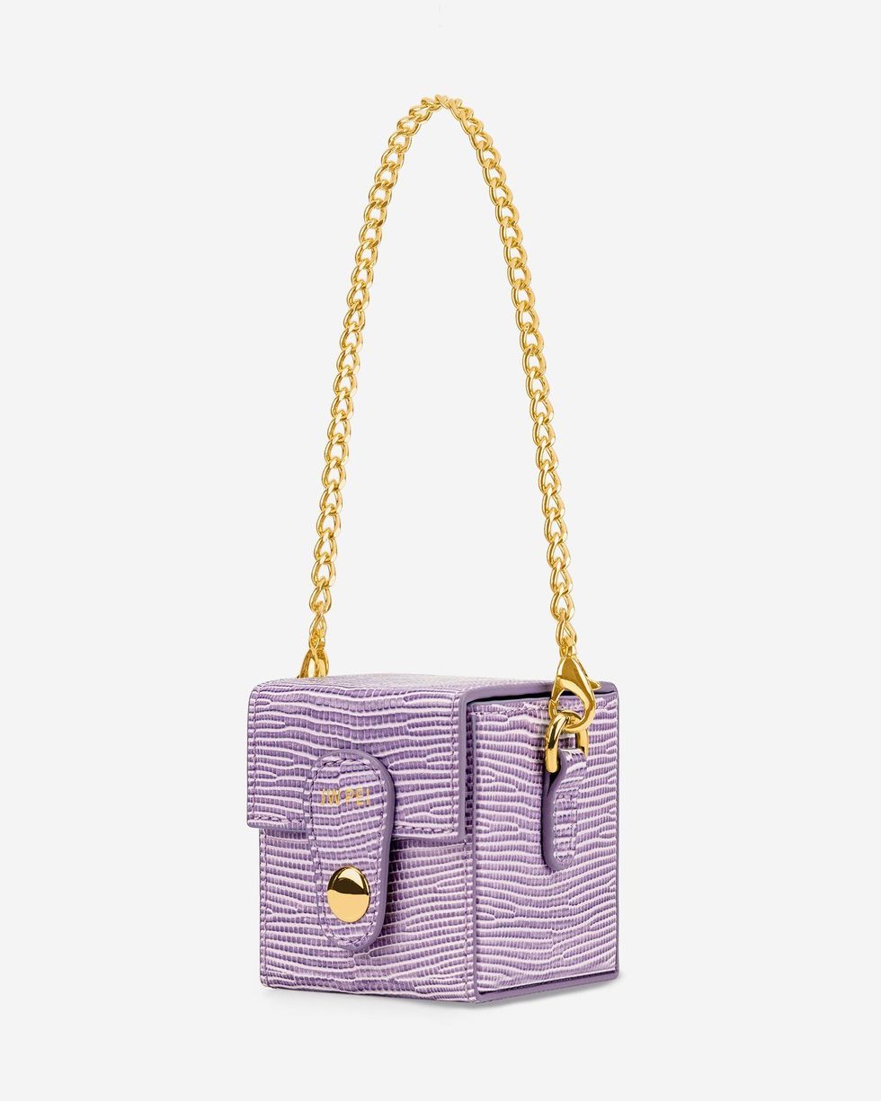 Lizard Printed Leather Square Hand Bag
