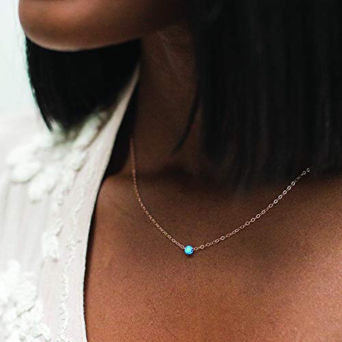 Dainty Dark Blue Opal Necklace 