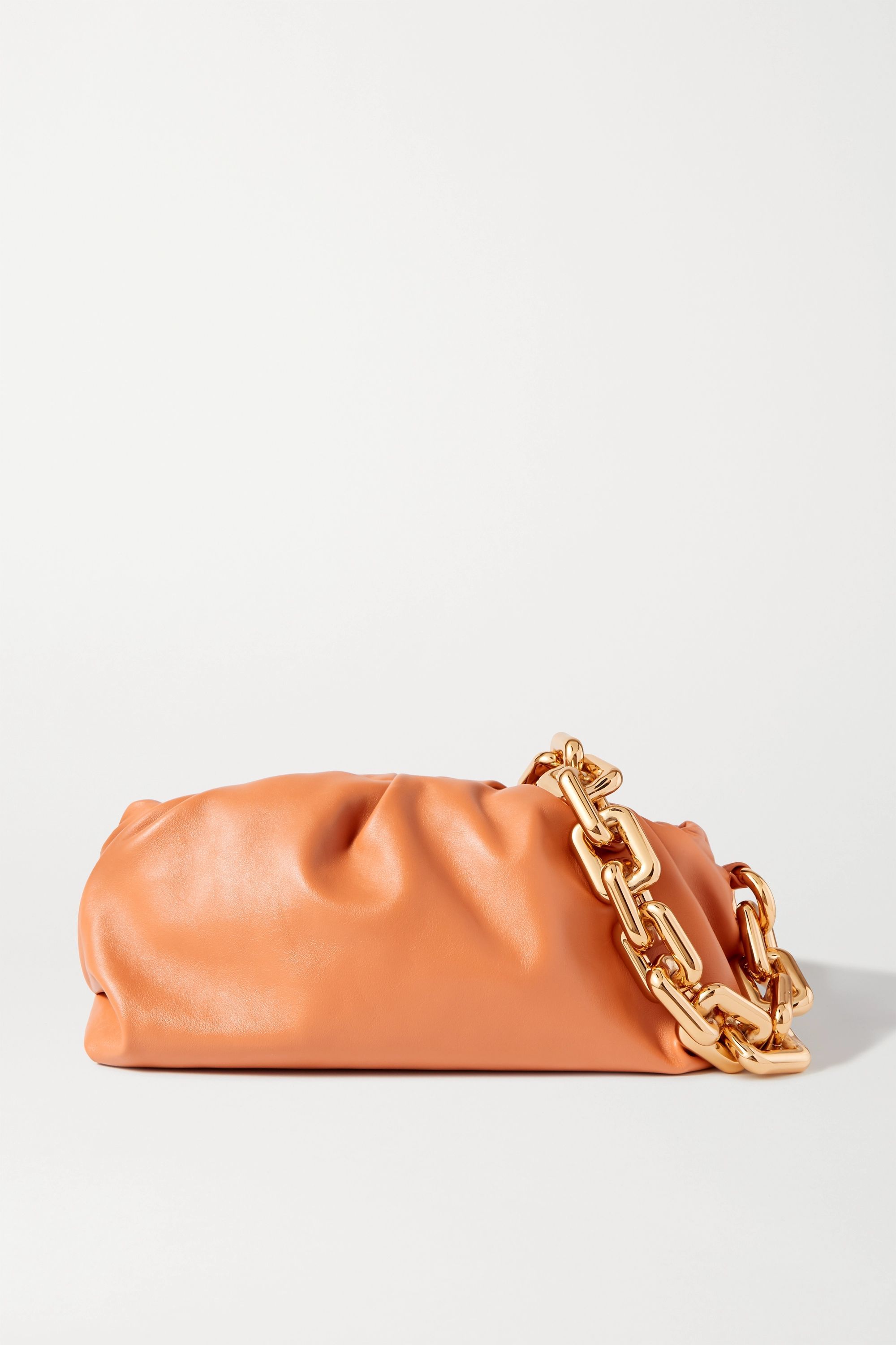 The Chain Pouch Gathered Leather Clutch