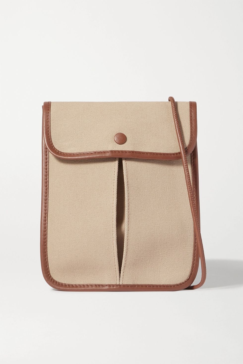 Terra Leather-trimmed Organic Cotton Canvas Shoulder Bag