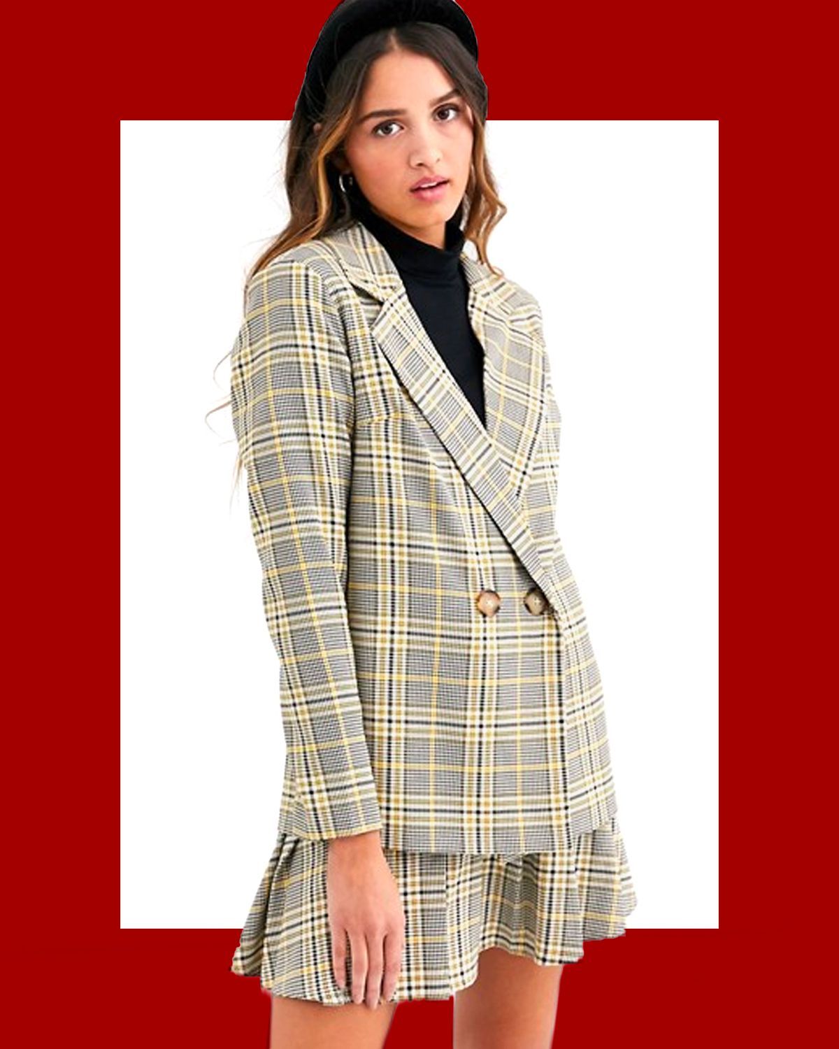 Daisy Street Double Breasted Blazer in Check Two-Piece