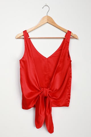 Red Satin Tank Top