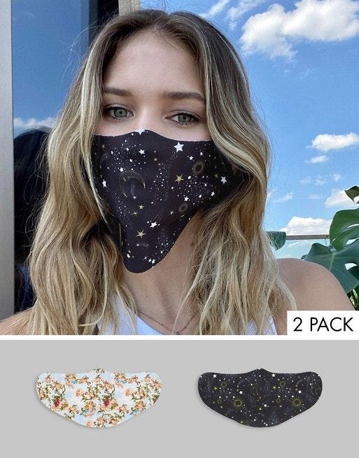 Design 2 pack face covering in mystic print