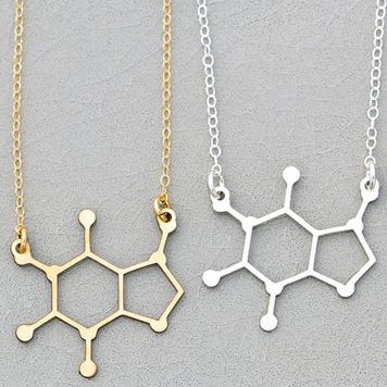 Caffeine Molecule Coffee Necklace 